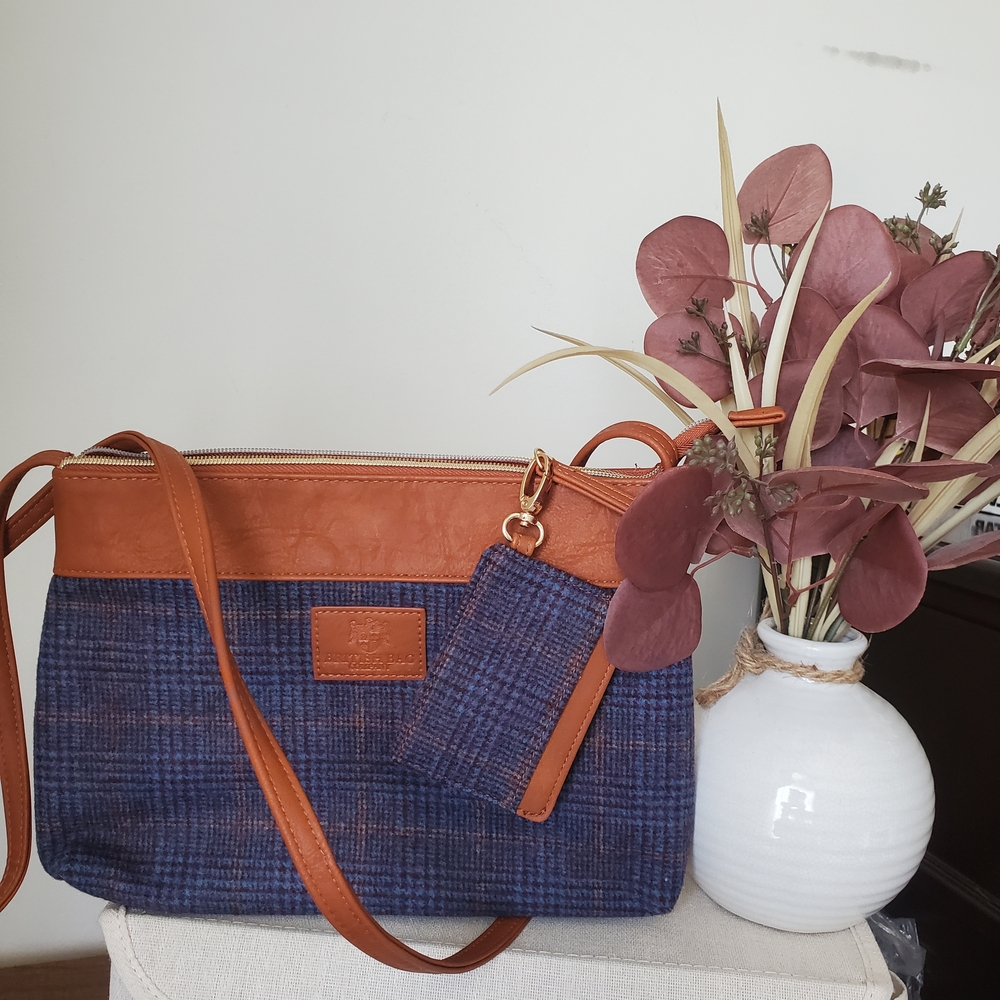 NEW BRITISH BAG COMPANY. Stylish Blue and Tan Women's Bag
